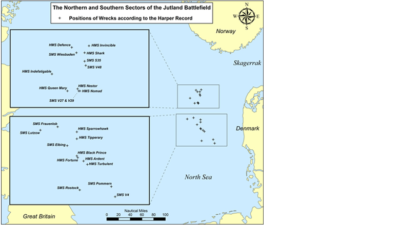 Jutland 1916 The Archaeology Of A Naval Battlefield   The Two Distinct Groupings Of Wrecks That Characterise The Jutland Battlefield 030817 2 