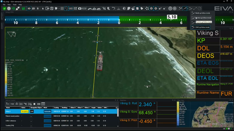 Display north-up, heading-up, route-up